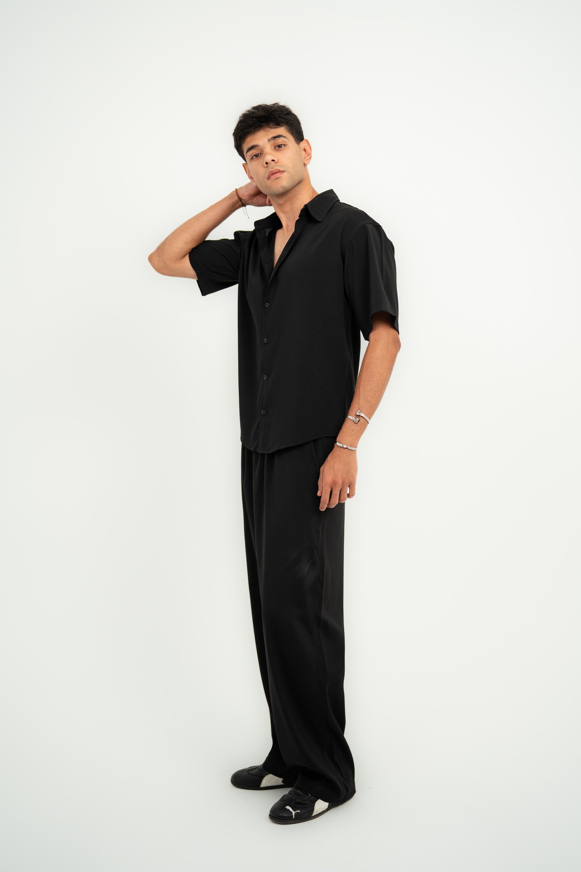 Satin Shirt — Black Semi — Men
