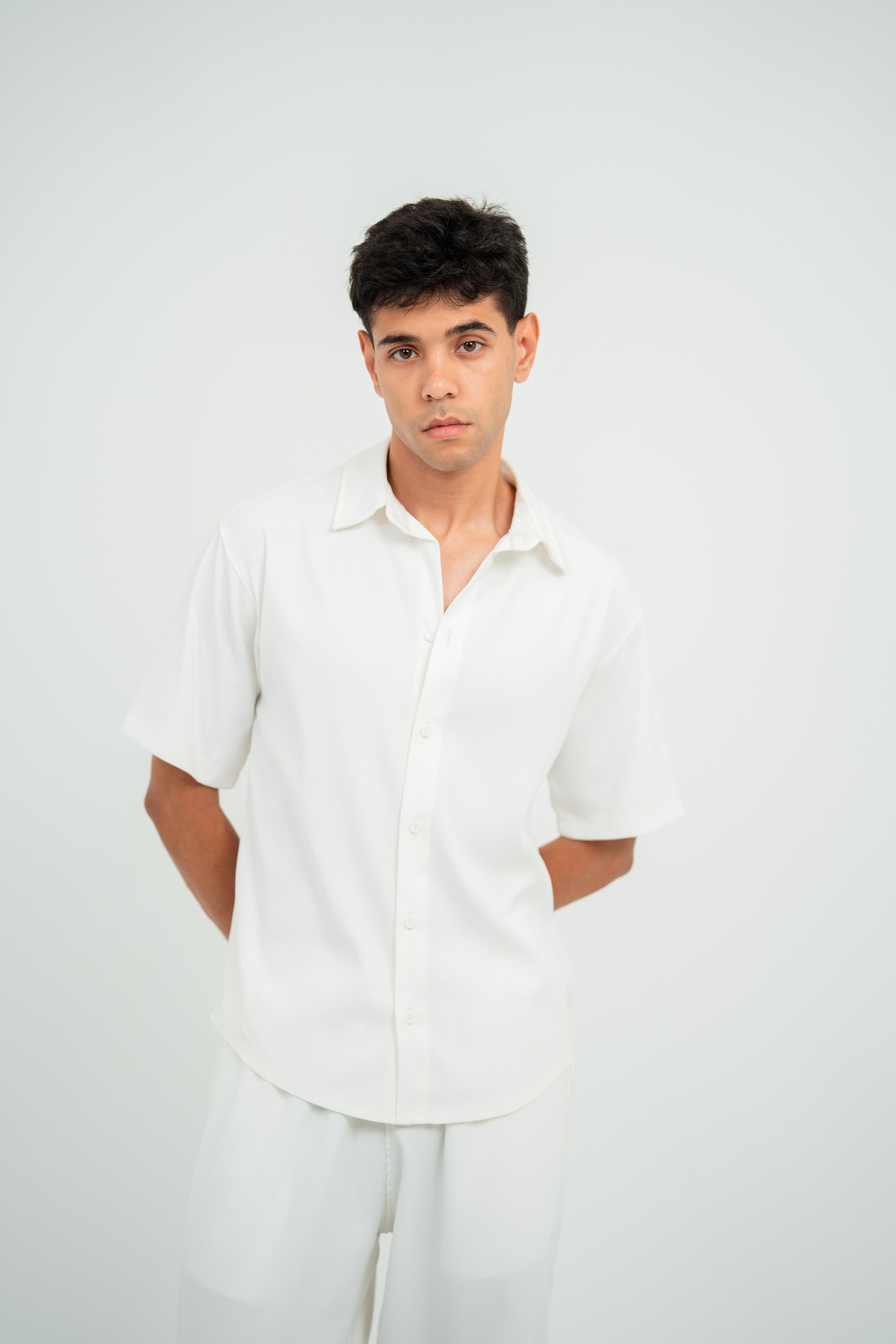 Satin Shirt — White Semi — Men