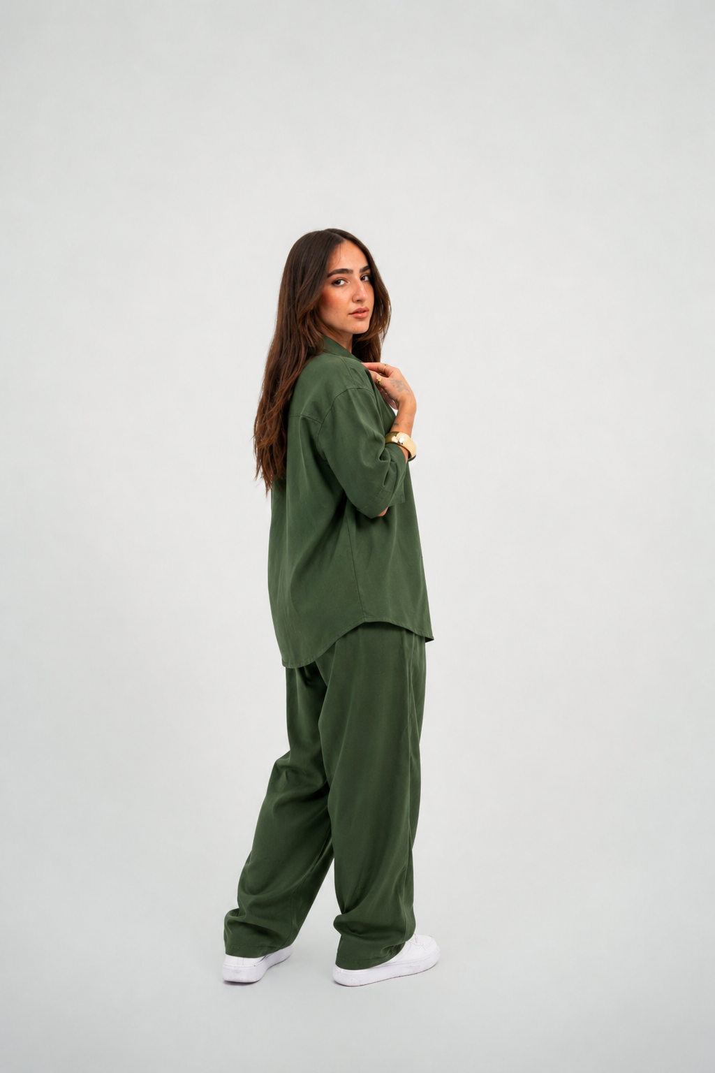 Olive Green Linen Shirt