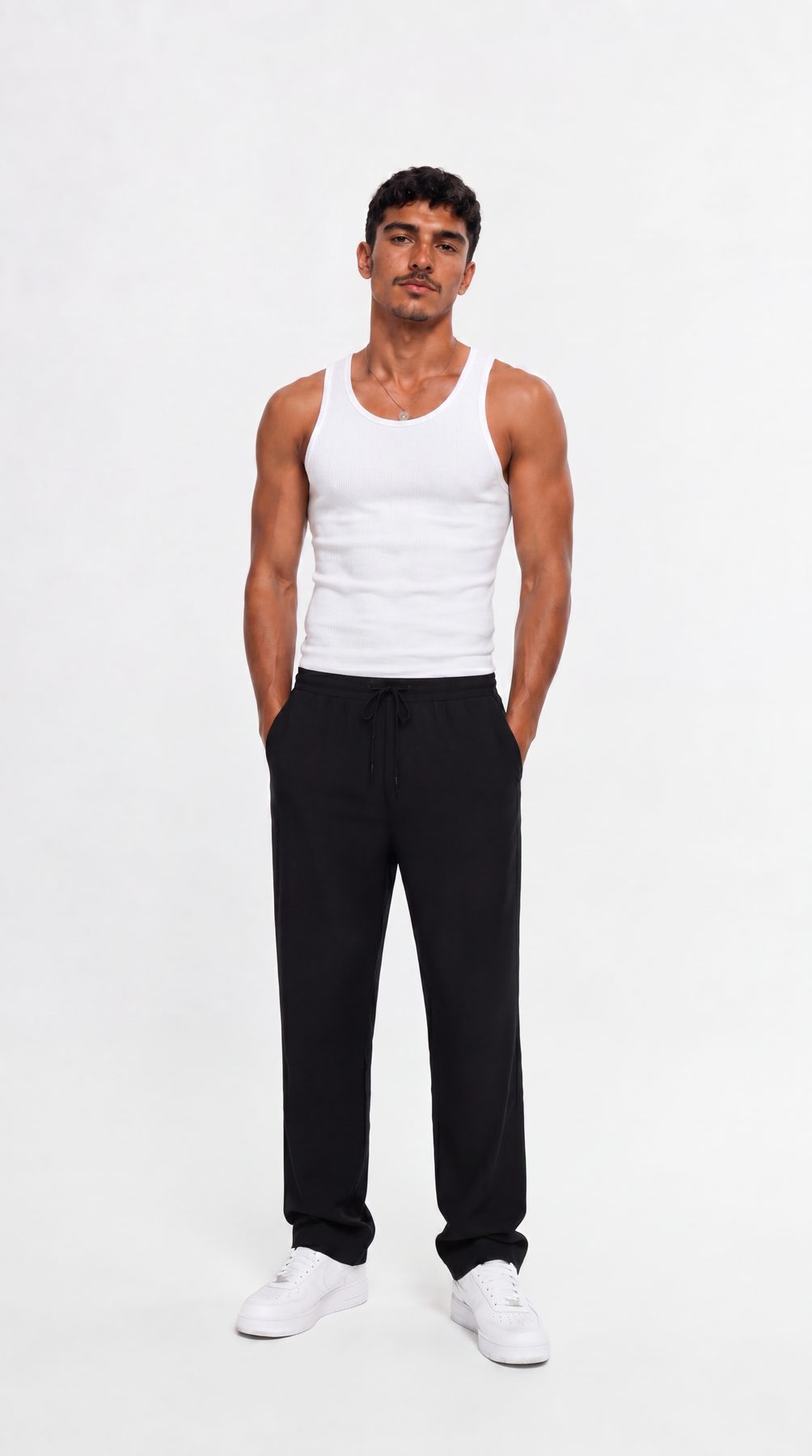 Black Linen Wide-Leg Pants