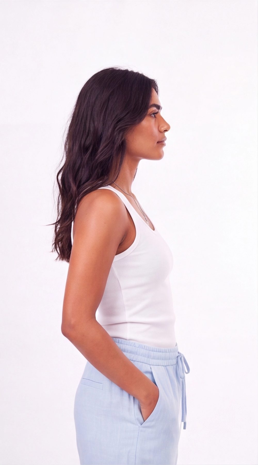 Baby Blue Linen Wide-Leg Pants