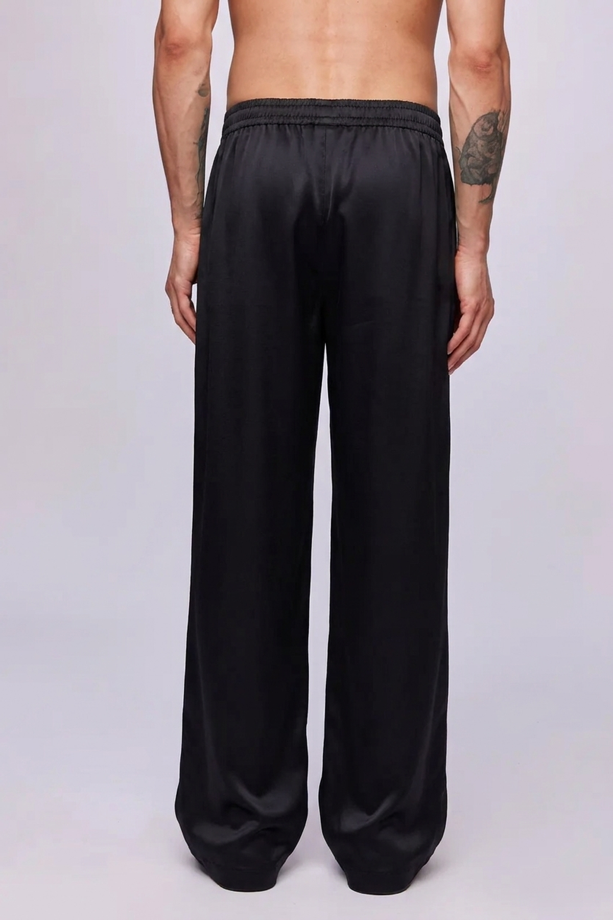 Baggy Satin Pant Black Semi — Studio back