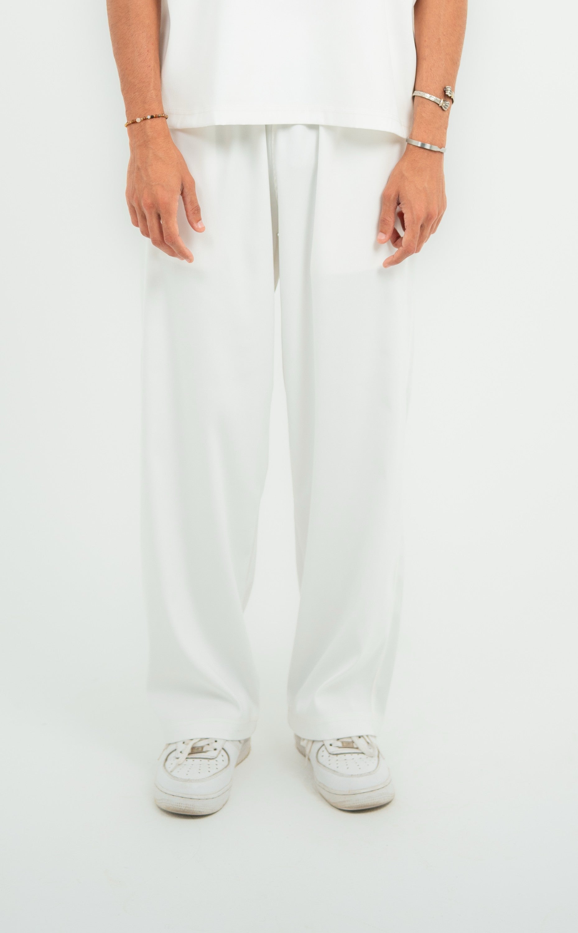 Carrera Baggy Satin Pants — White Semi — Men