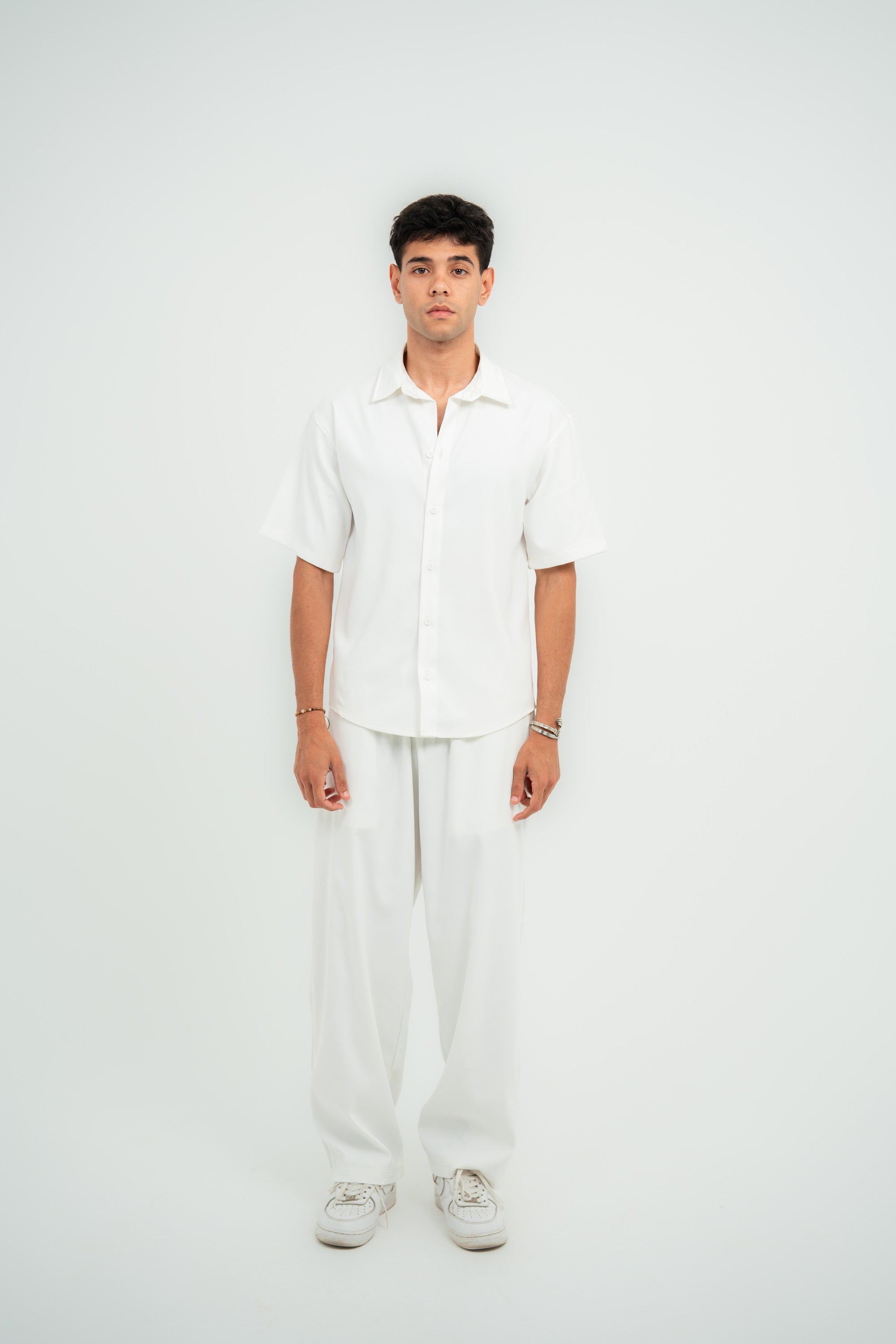 Satin Shirt — White Semi — Men