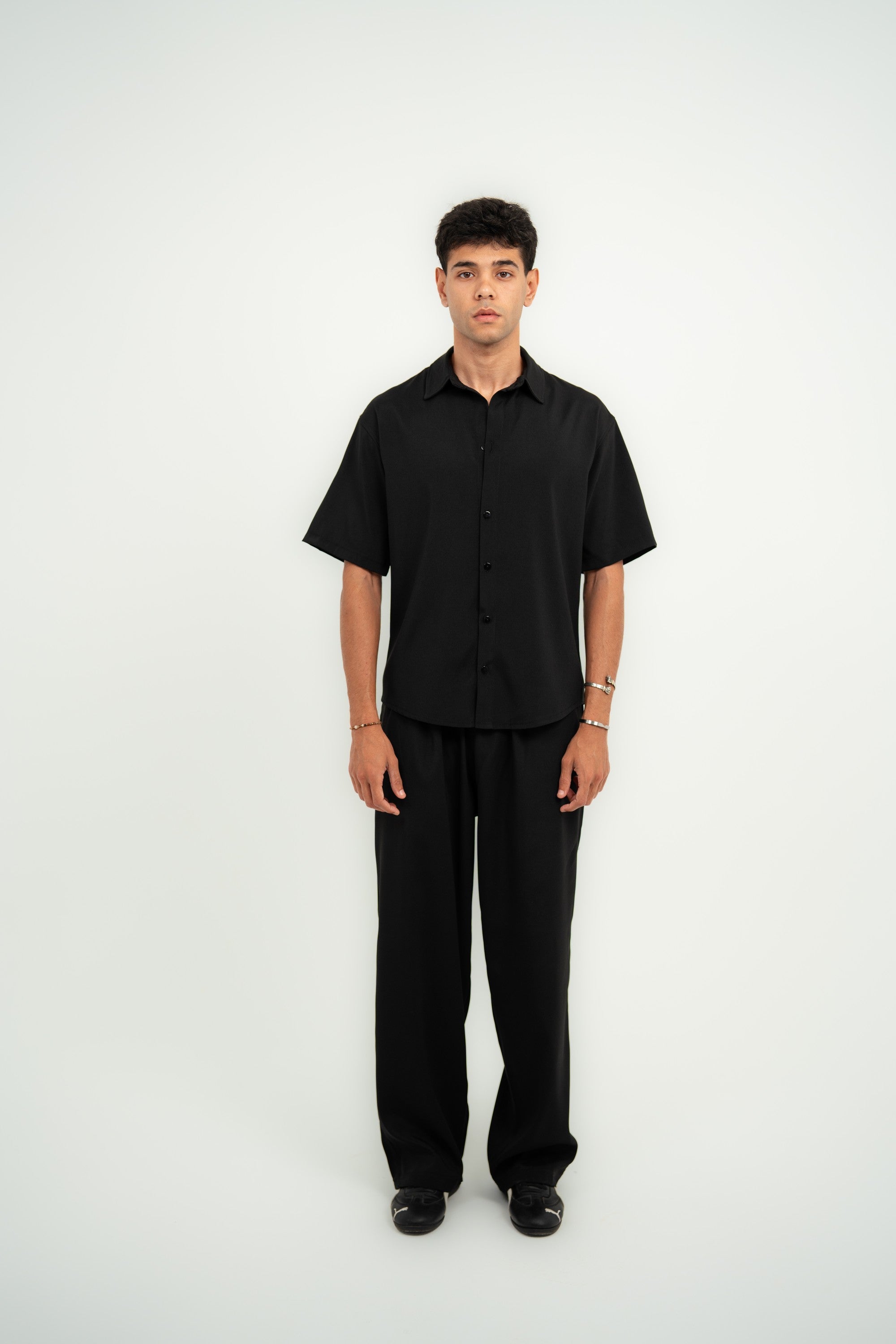 Satin Shirt — Black Semi — Men