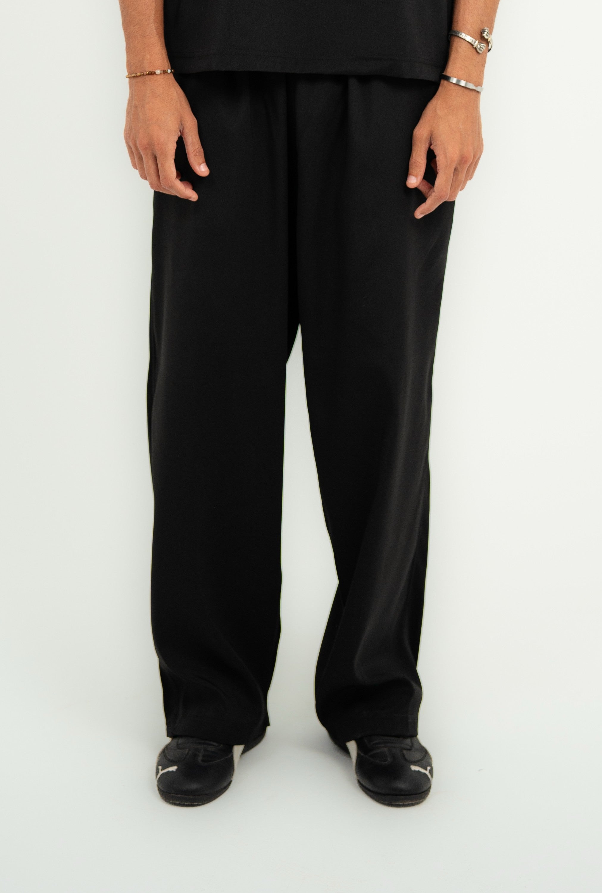 Carrera Baggy Satin Pants — Black Semi — Men
