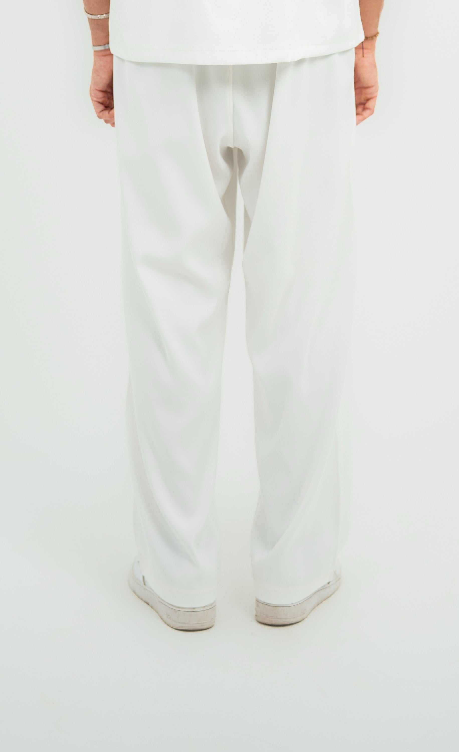 Carrera Baggy Satin Pants — White Semi — Men