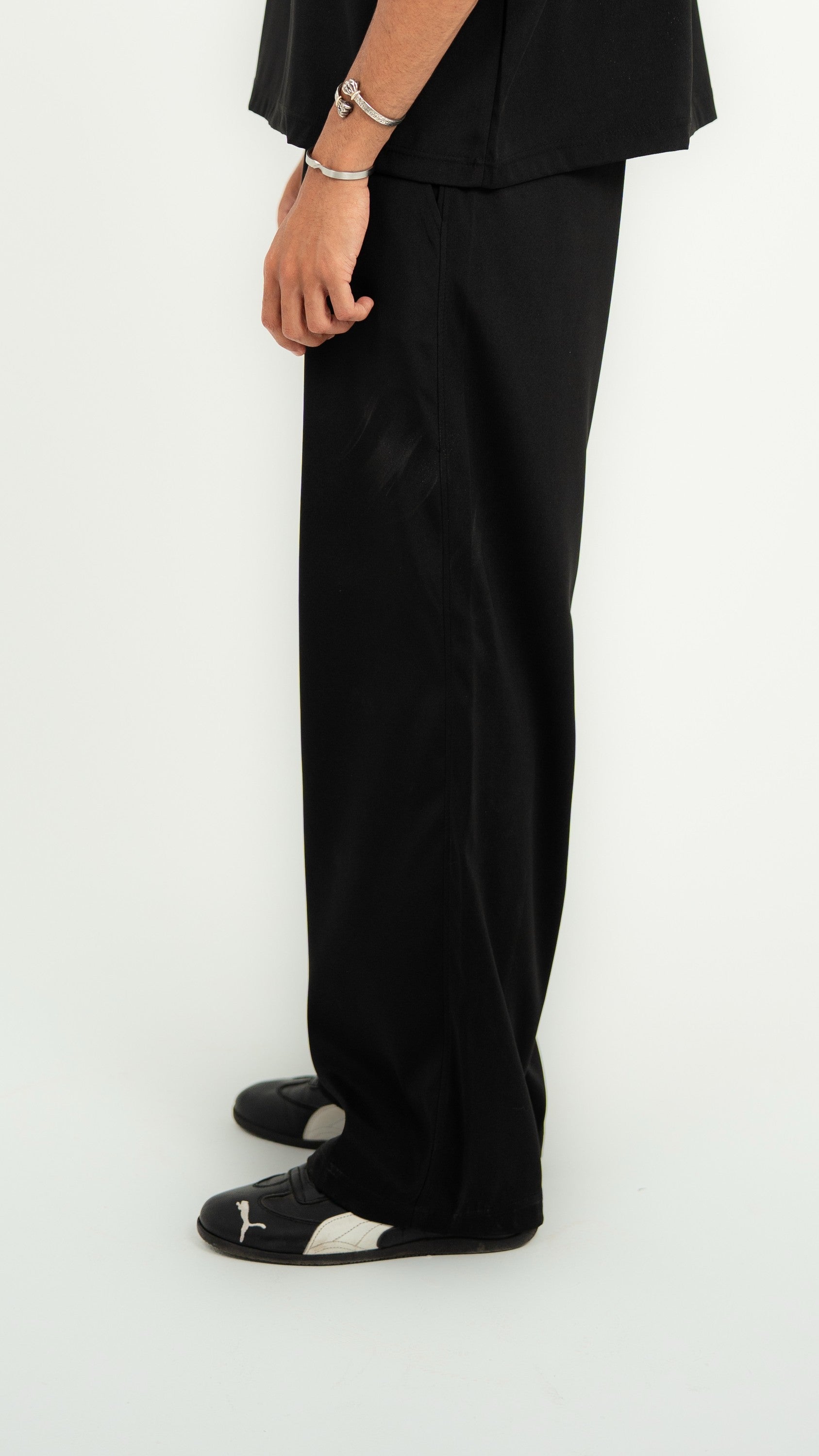Carrera Baggy Satin Pants — Black Semi — Men