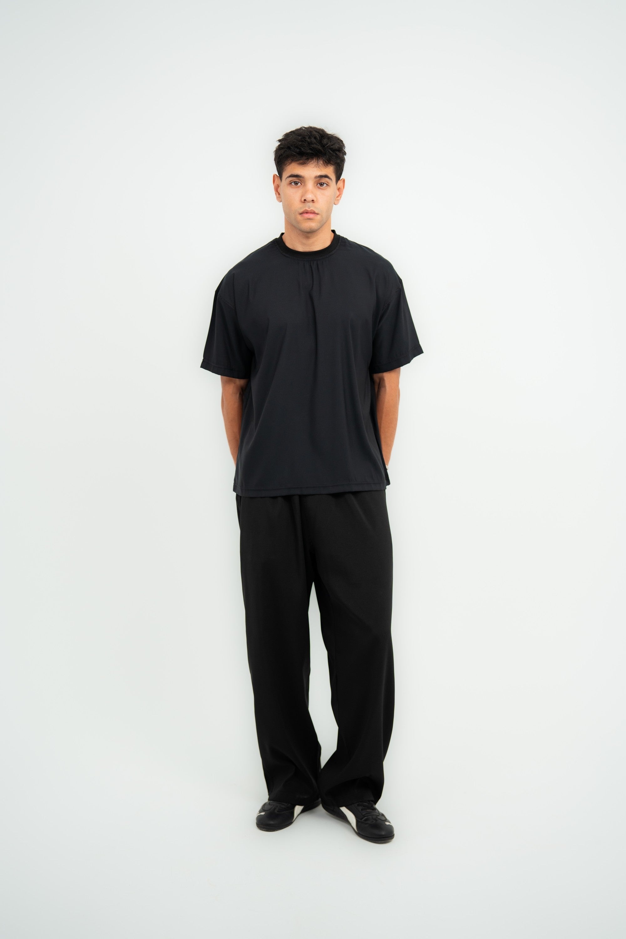 Satin Boxy Fit T-shirt — Black Semi — Men