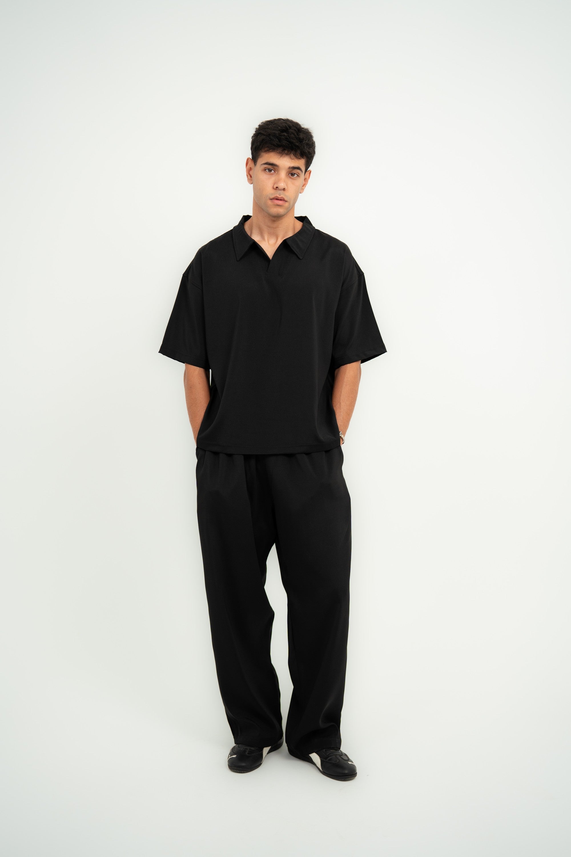 Carrera Baggy Satin Pants — Black Semi — Men