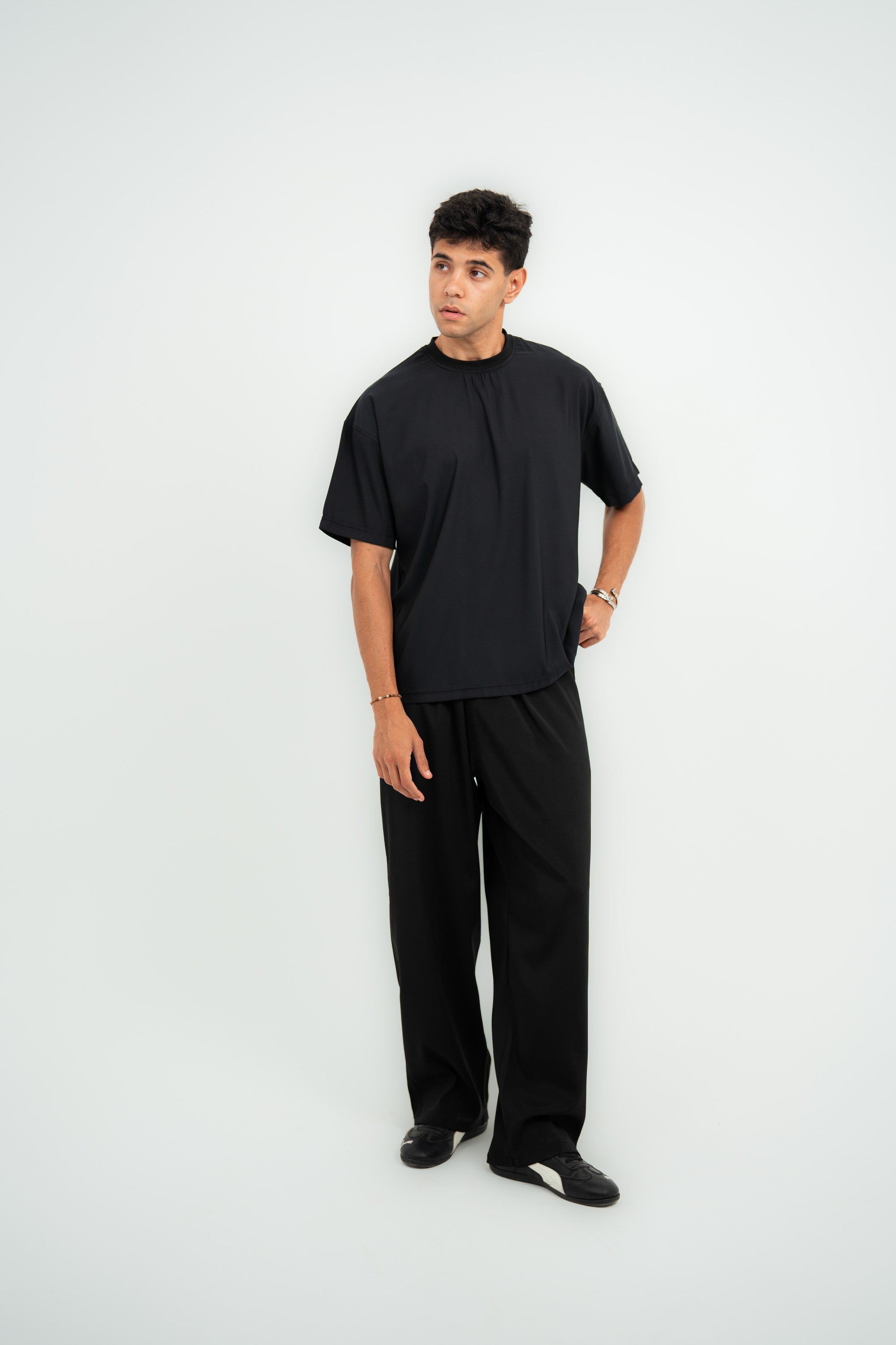 Satin Boxy Fit T-shirt — Black Semi — Men