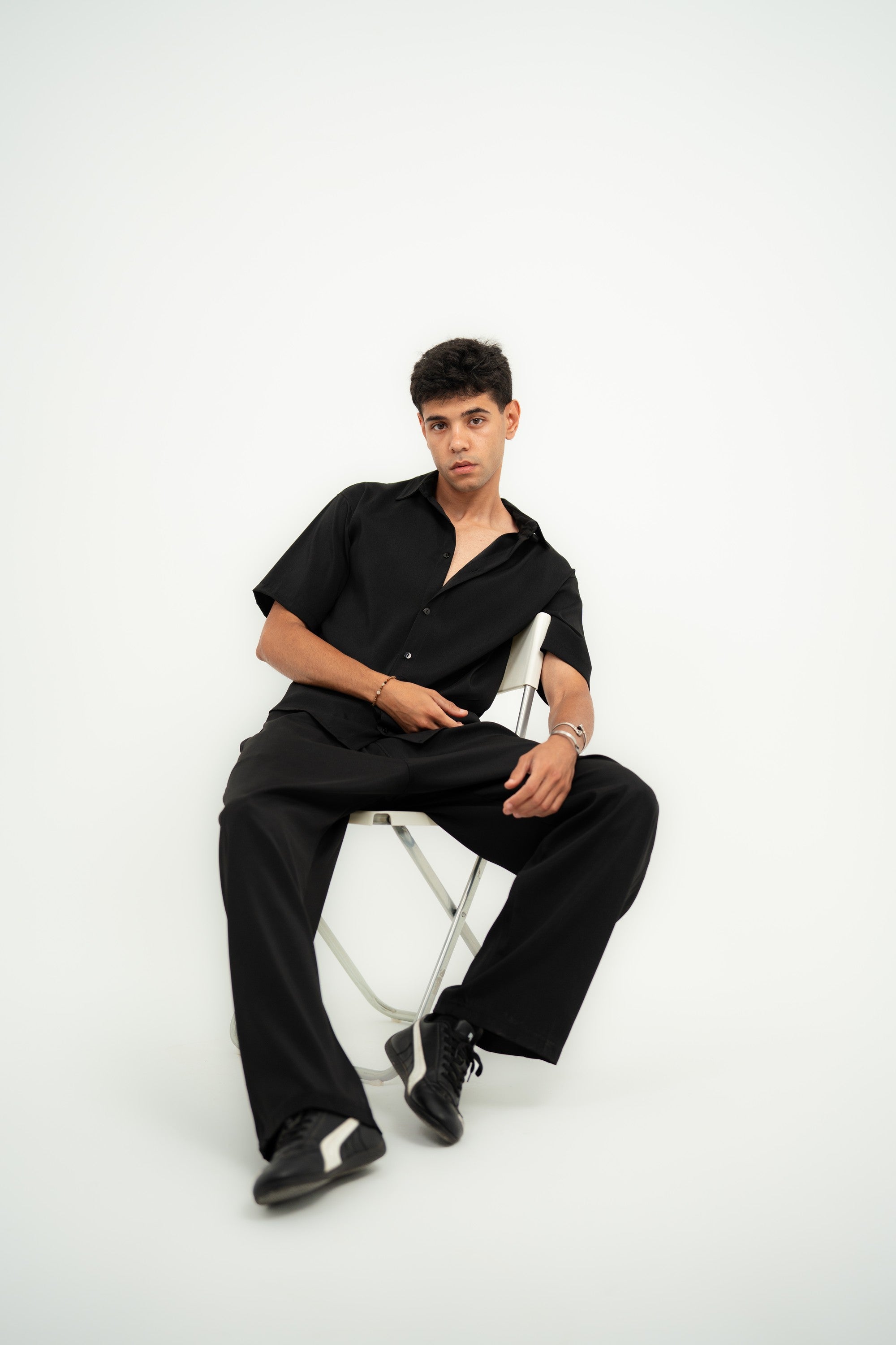 Satin Shirt — Black Semi — Men
