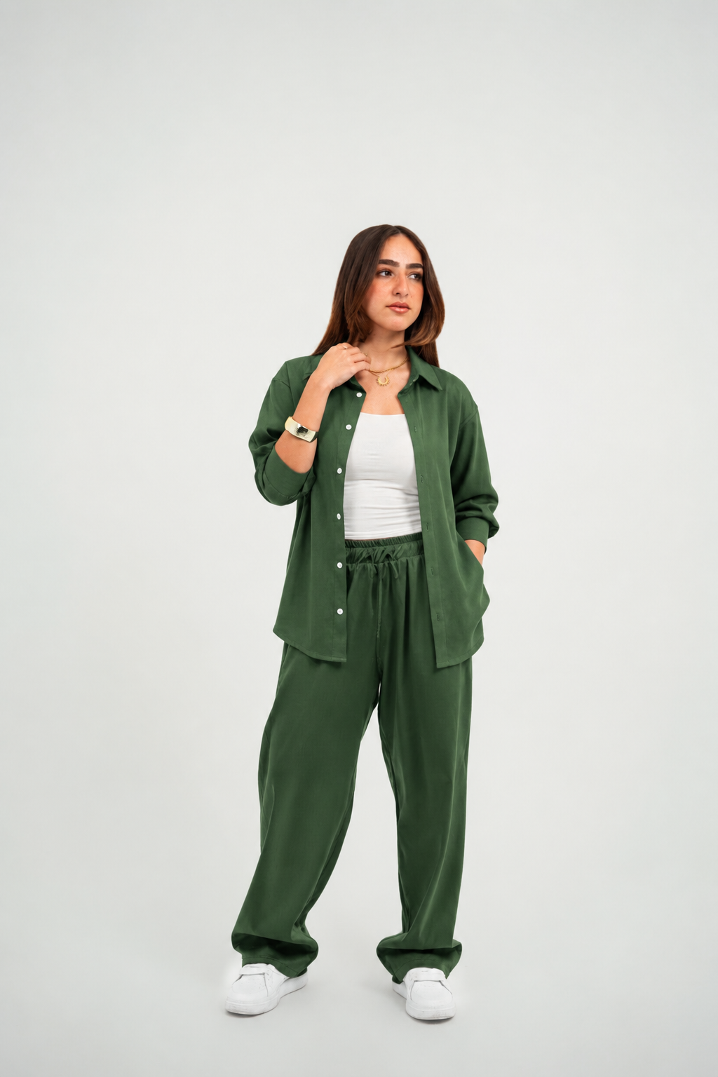 Olive Green Linen Shirt