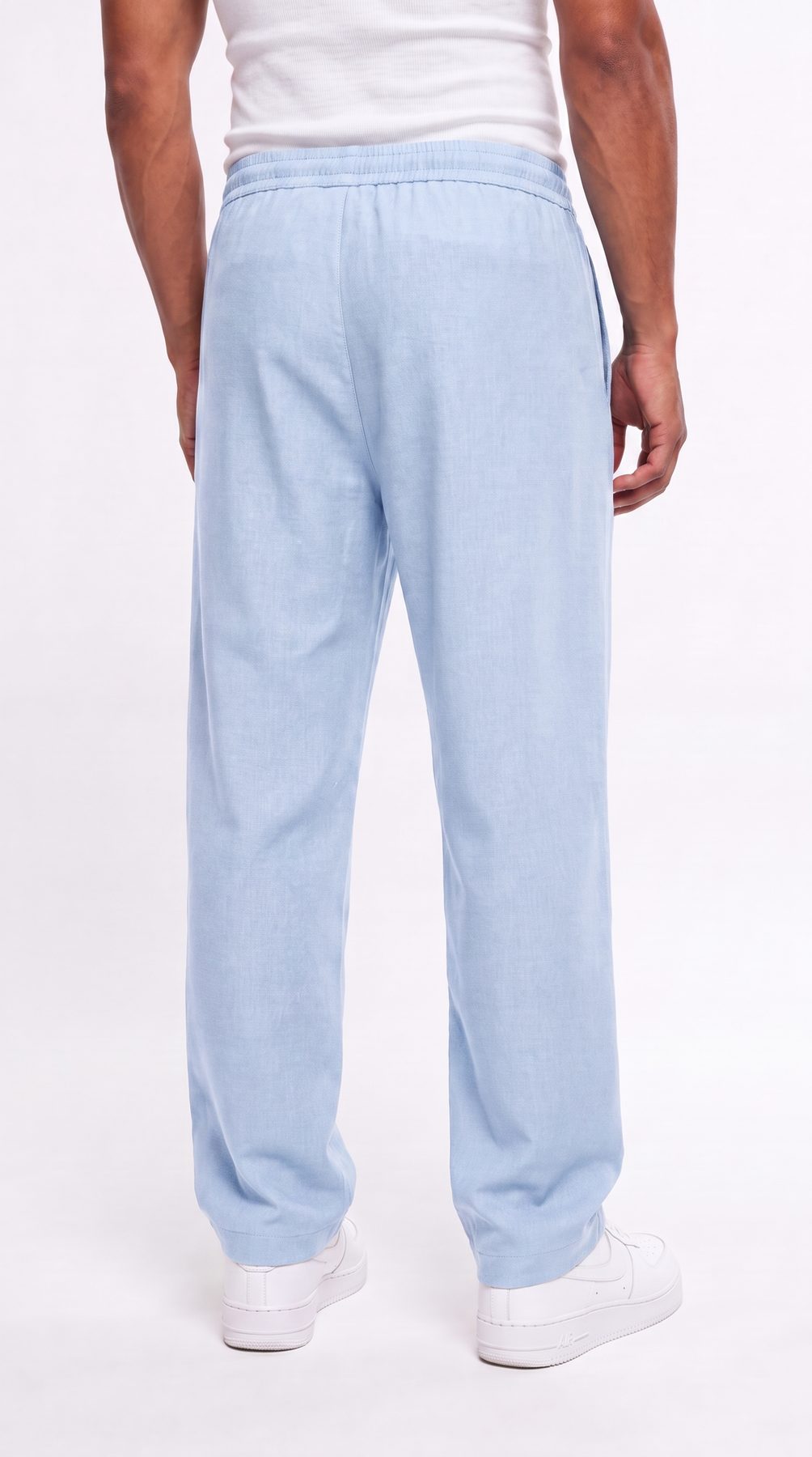 Baby Blue Linen Wide-Leg Pants