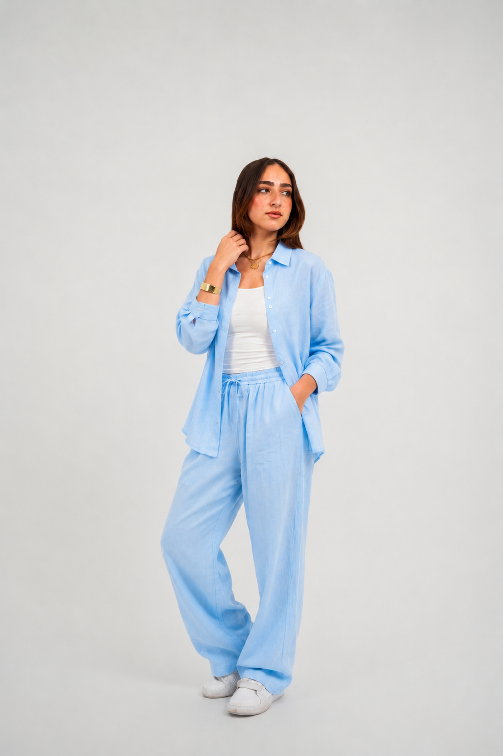 Cloud Blue Linen Pants
