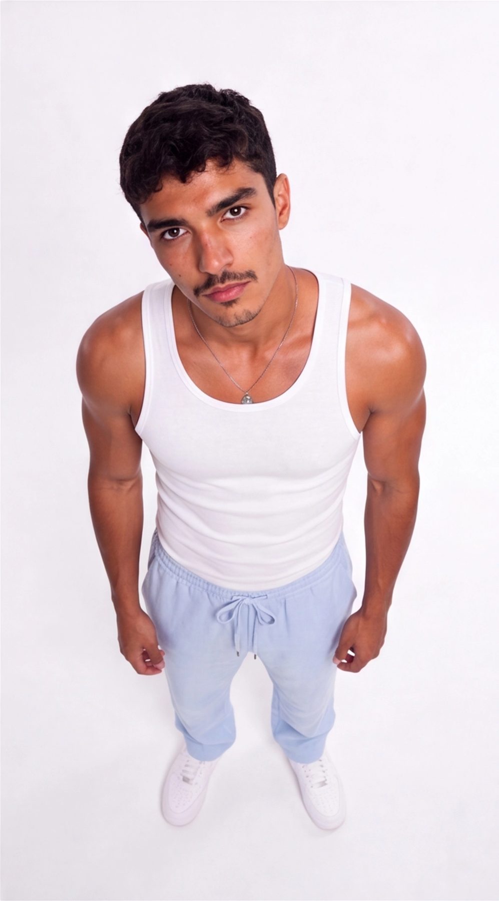 Baby Blue Linen Wide-Leg Pants