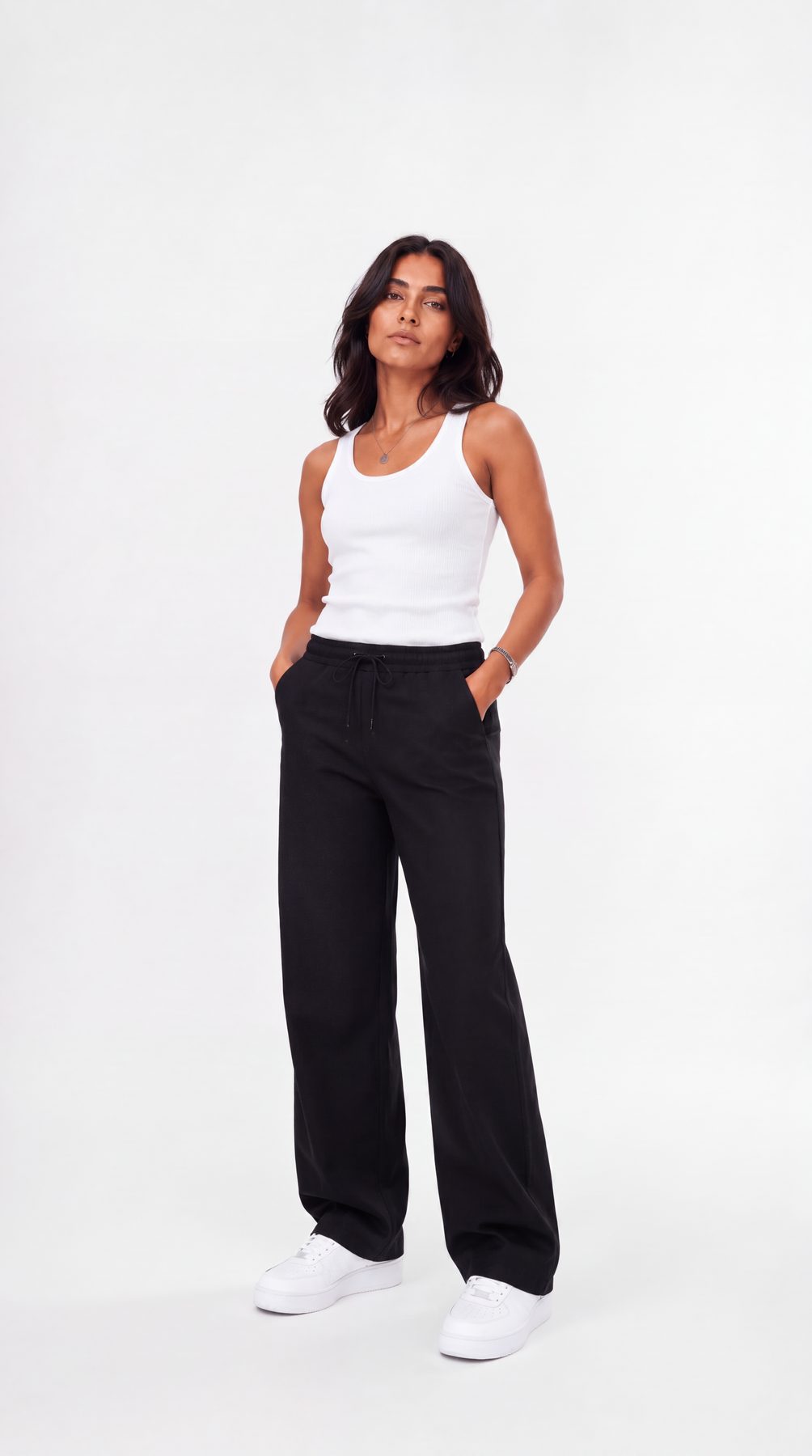 Black Linen Wide-Leg Pants