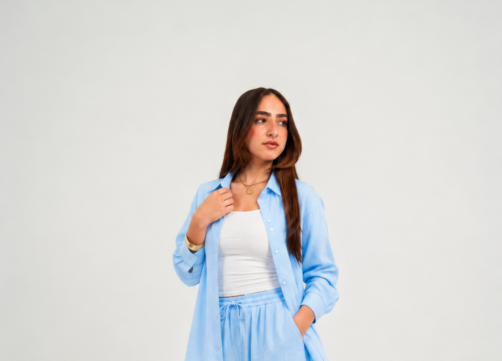 Cloud Blue Linen Shirt