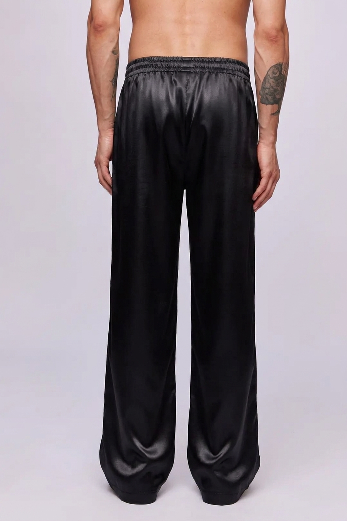 Baggy Satin Pant Black Gloss — Studio back