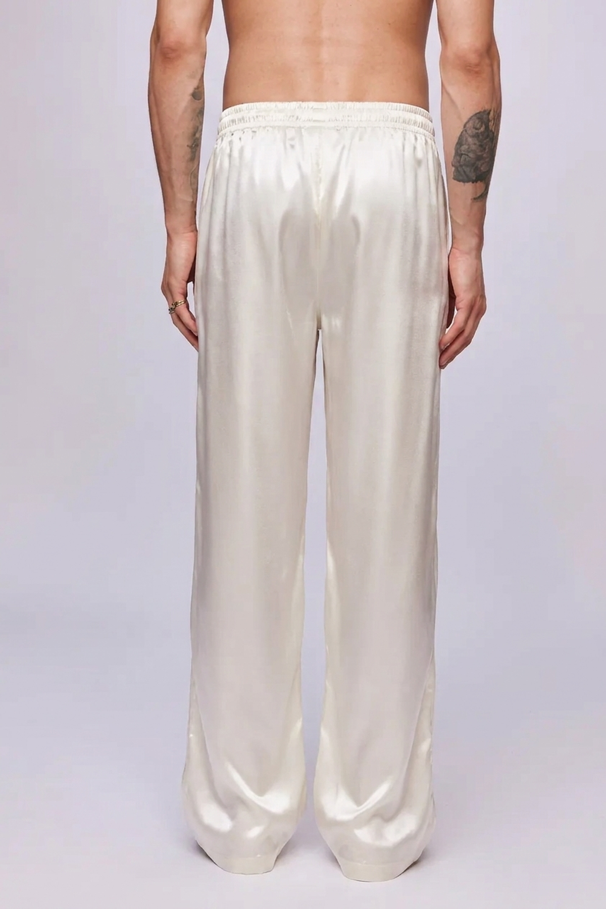 Baggy Satin Pant Off-White Gloss — Studio back