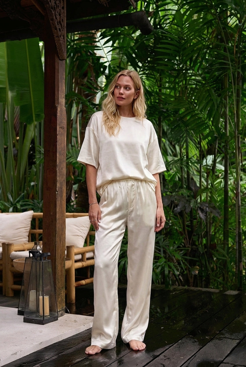 Carrera Carrera Baggy Satin Pants — Off-White Gloss (women)