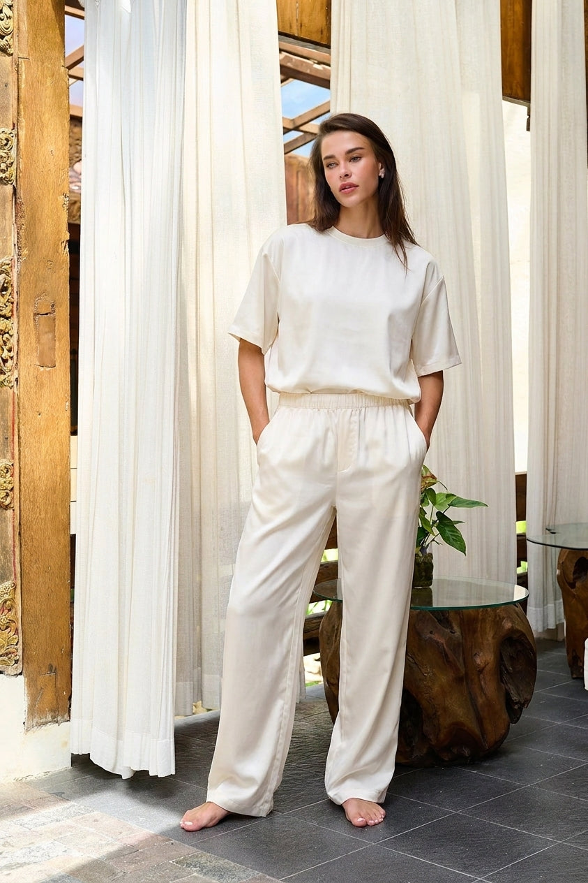 Carrera Carrera Baggy Satin Pants — Off-White Semi (women)
